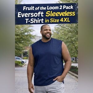 Fruit of the Loom 2 Pack Men's Eversoft Cotton Sleeveless T Shirt NEW IN PACKAGE
